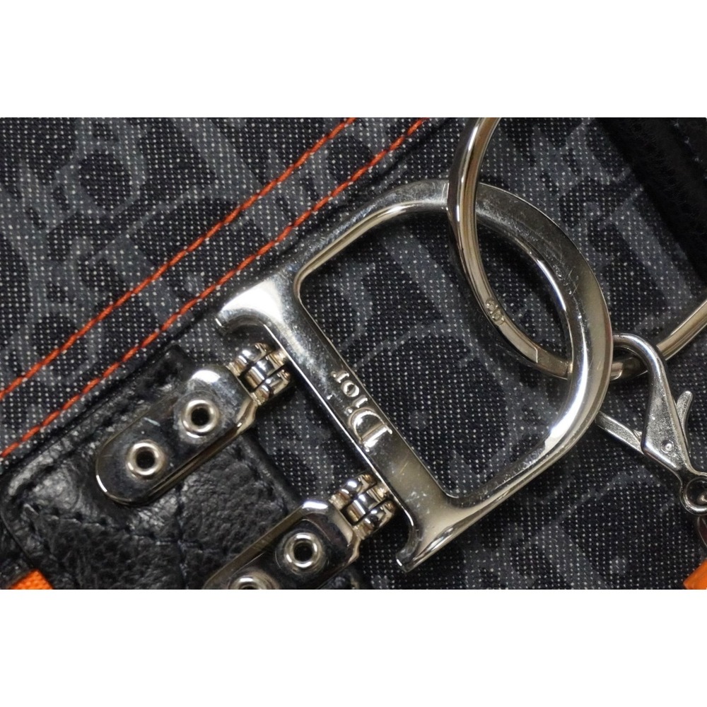 Christian Dior Flight Line Trotter Tote Bag Navy Blue Orange - Picture 5 of 10